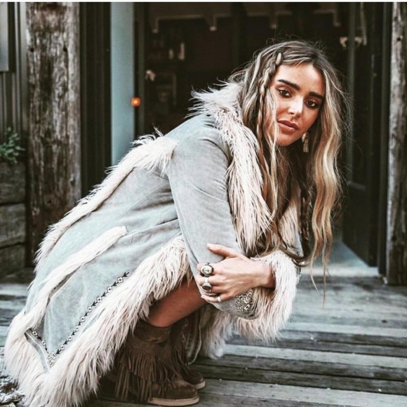 New spell designs joplin jacket shearling S/M blue - Picture 6 of 16